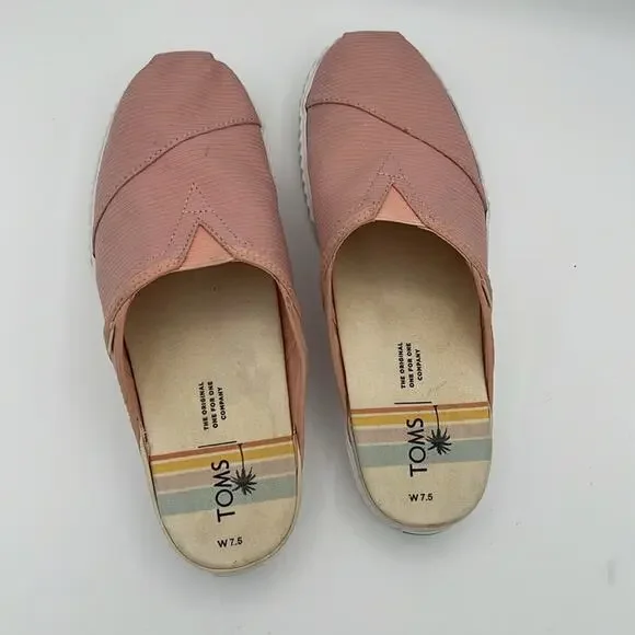 Toms Alpargata Indio Mule Sneaker Spanish Villa Pink Pique Mesh Slide Shoes 7.5 - Picture 4 of 8